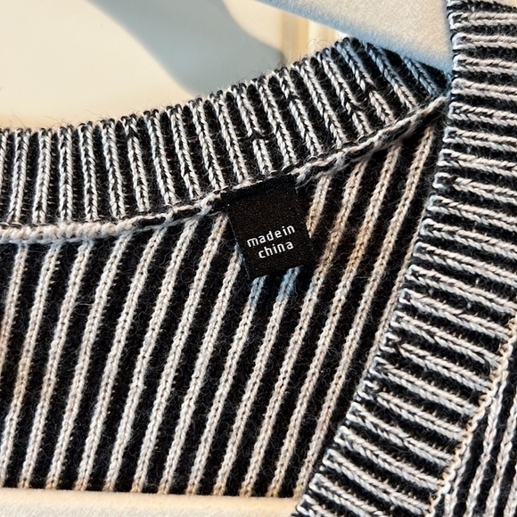 Cabi Cupid black white stripe cardigan sweater full zip 3/4 drop sleeve small - Picture 6 of 9